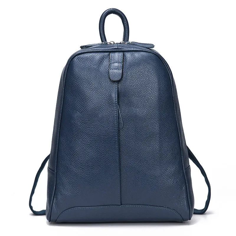 100% Full Grain Genuine Cow Leather White Black Beige Pink Yellow Black Women Backpacks Ladies Schoolbag Teenagers Cowhide Bag
