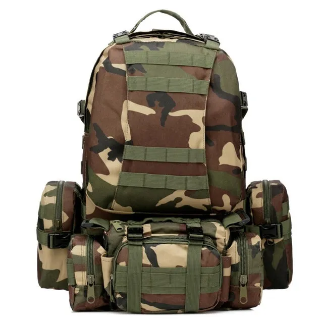 55L Outdoor Sport Wearproof Tactical Backpack hiking Rucksack mountaineering climbing Bag