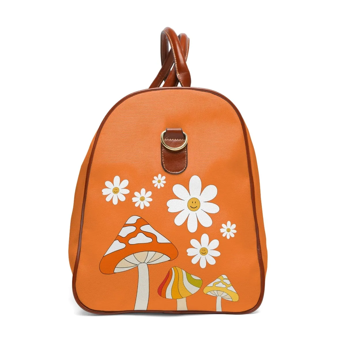 70's Orange, Groovy, Psychedelics Mushroom, Flower Power,  Mod Daisy, Boho, Diaper Bag, Carry On, Overnighter, Waterproof Travel Bag