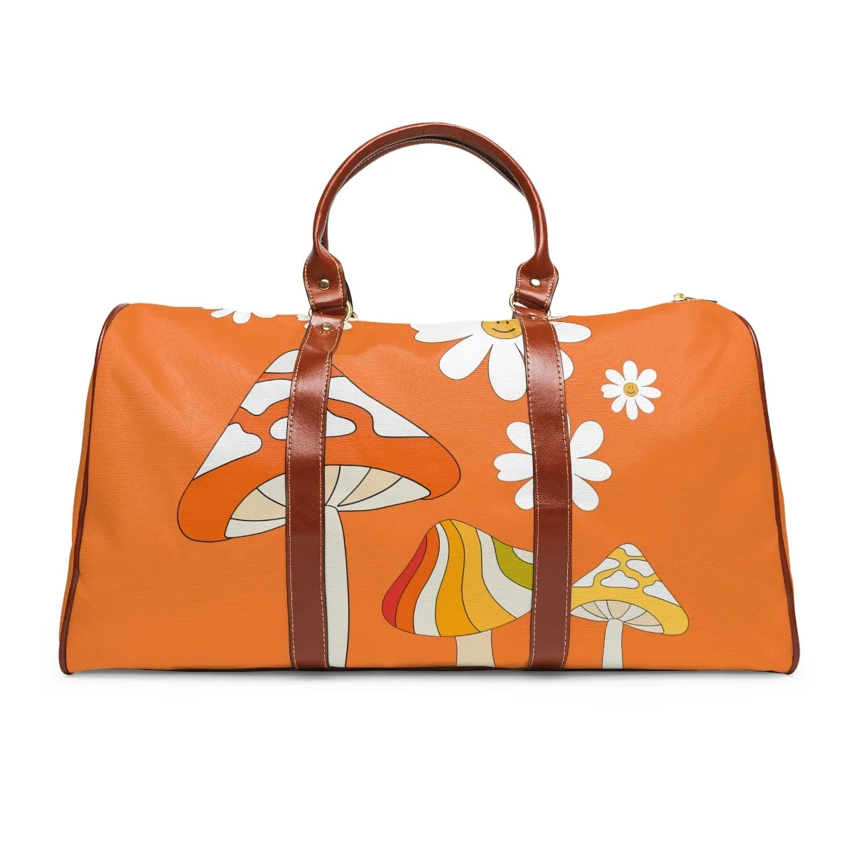 70's Orange, Groovy, Psychedelics Mushroom, Flower Power,  Mod Daisy, Boho, Diaper Bag, Carry On, Overnighter, Waterproof Travel Bag