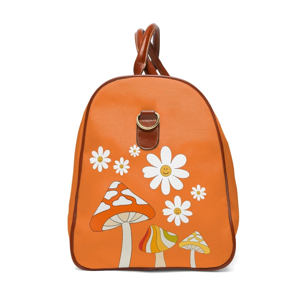 70's Orange, Groovy, Psychedelics Mushroom, Flower Power,  Mod Daisy, Boho, Diaper Bag, Carry On, Overnighter, Waterproof Travel Bag