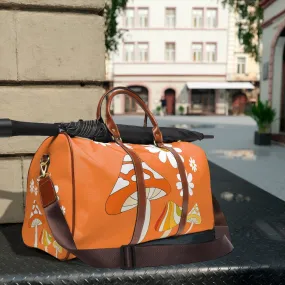 70's Orange, Groovy, Psychedelics Mushroom, Flower Power,  Mod Daisy, Boho, Diaper Bag, Carry On, Overnighter, Waterproof Travel Bag