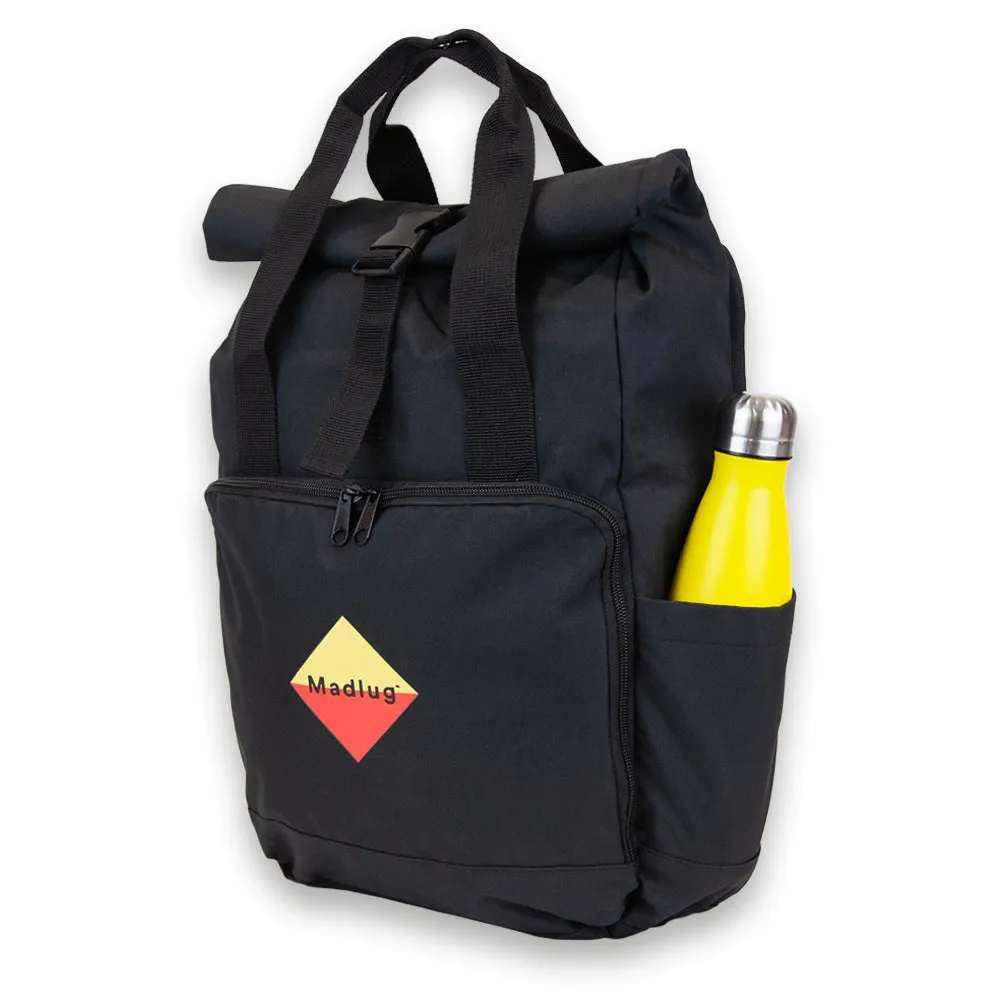 Black Laptop Roll-Top Backpack