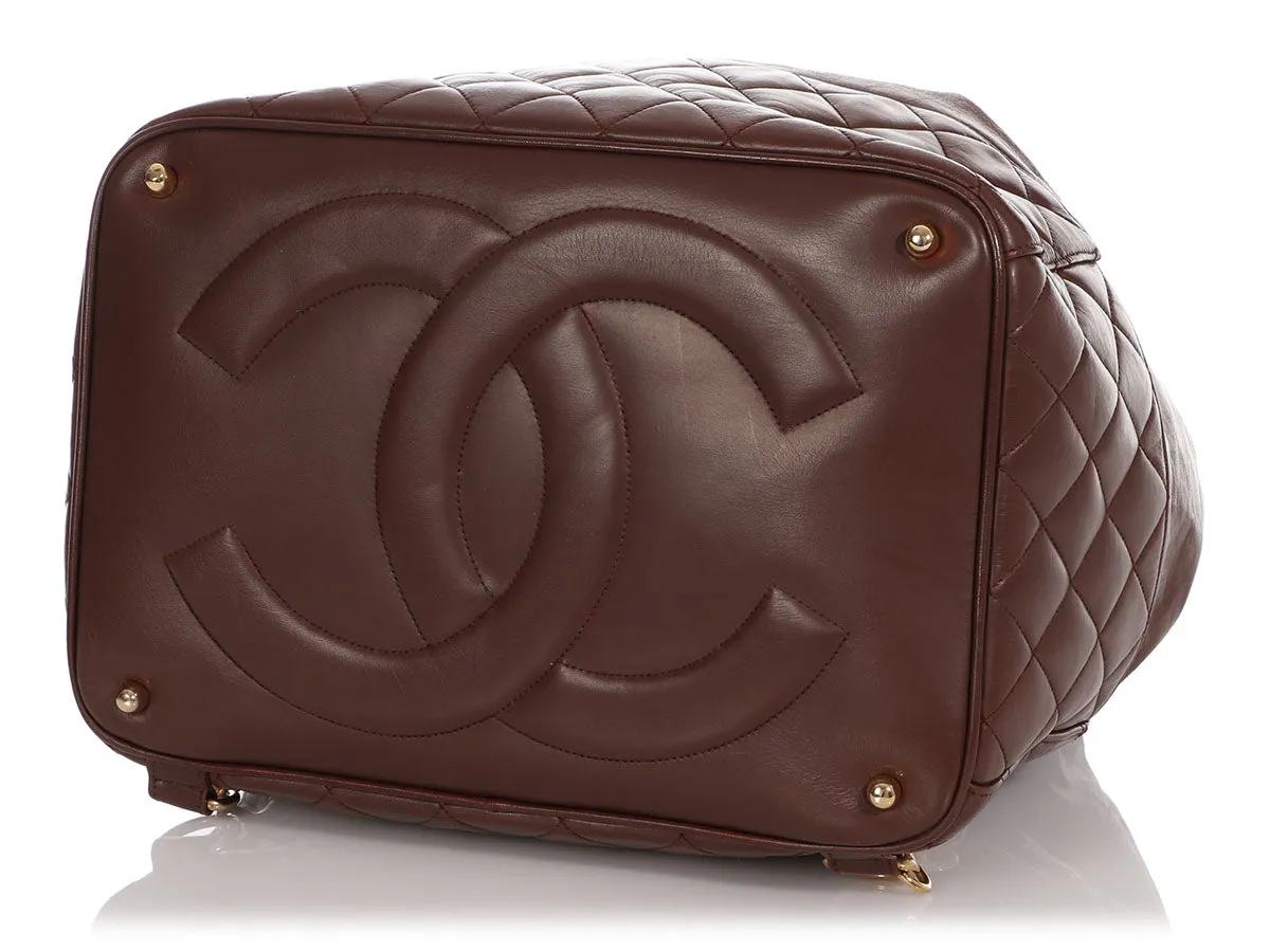Chanel Vintage Large Brown Drawstring Backpack Sling Bag