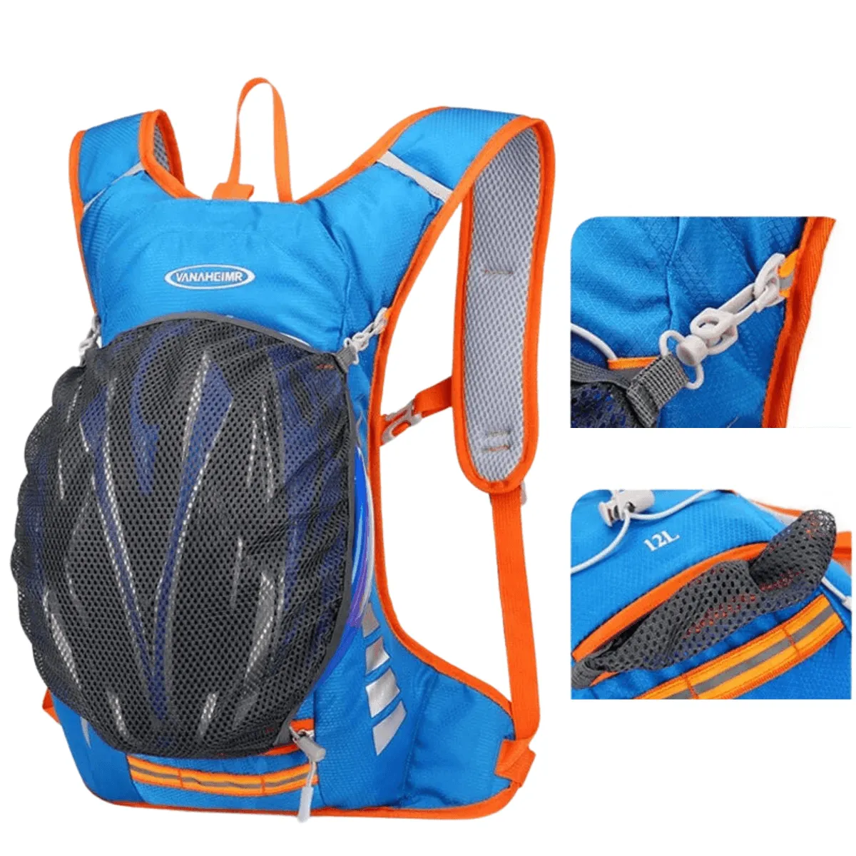 Cycling Backpack, Waterproof Nylon, Lightweight, Reflective Strip, 3.17 Gallons Capacity, Ideal for Cycling, Running, Hiking, Available in 5 Colors