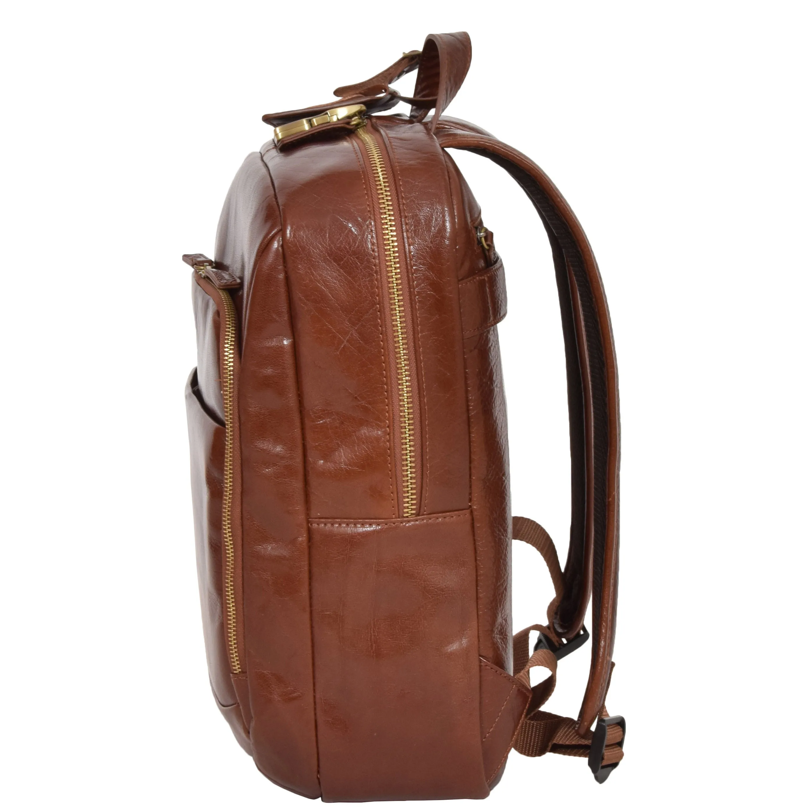 DR283 Back Pack Italian  Buffalo Leather Rucksack Bag Chestnut