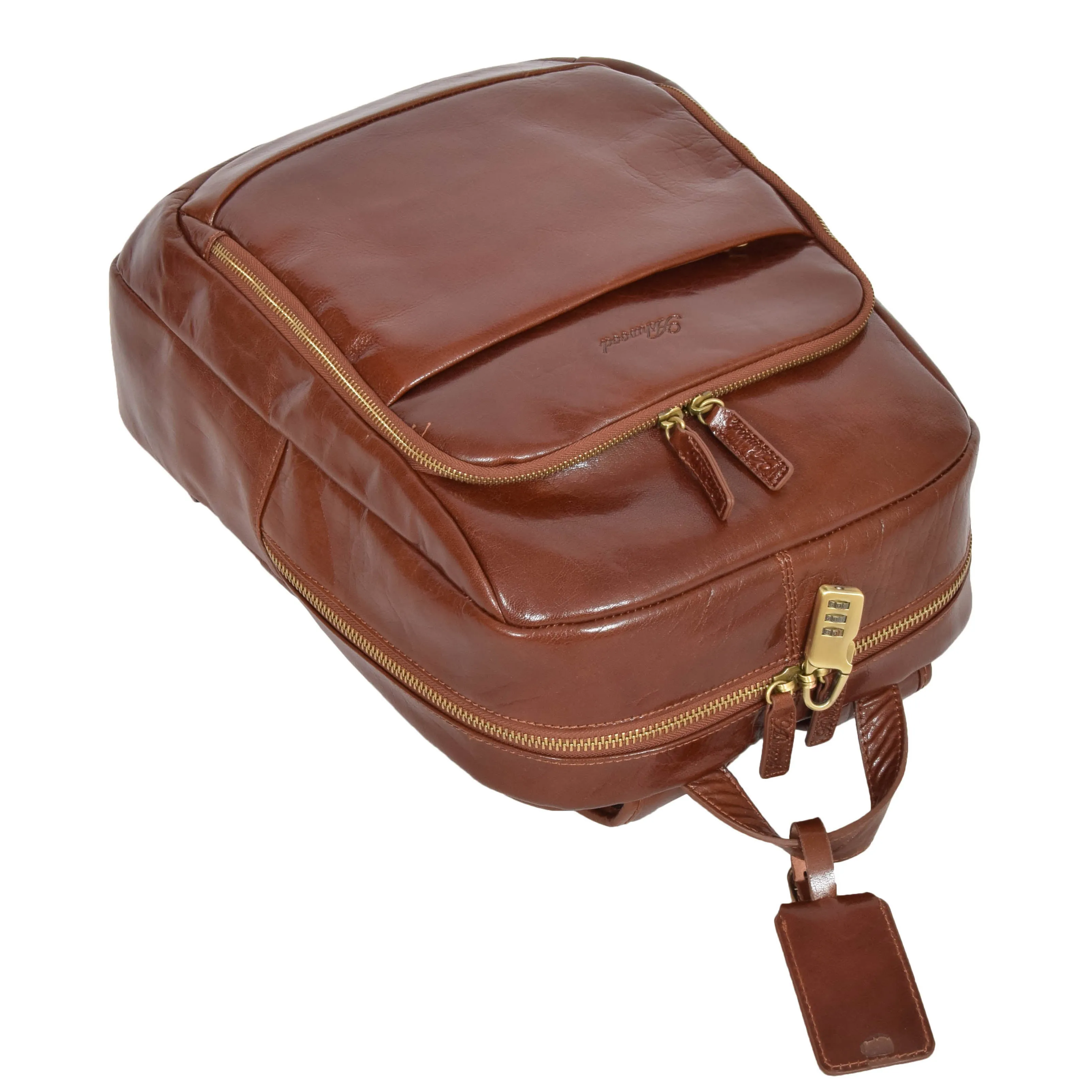 DR283 Back Pack Italian  Buffalo Leather Rucksack Bag Chestnut