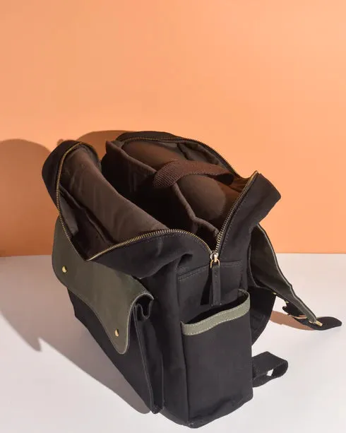 Dugong Backpack(Blue and Brown) - Canvas Daily/Office/Travel Sustainable Laptop Backpack