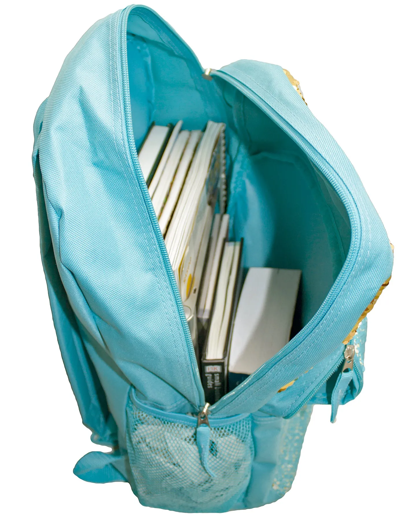 Fino JS-190502 Sequin Heart Design Backpack - Blue