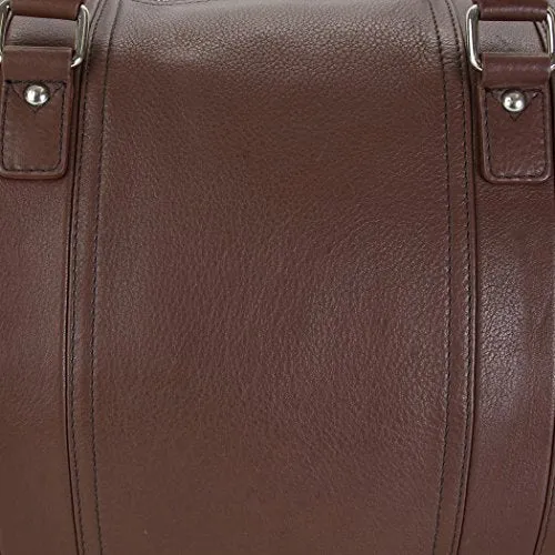 HADAKI Genuine Leather Duffel Carry On Hand Bag Cognac Brown