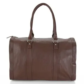 HADAKI Genuine Leather Duffel Carry On Hand Bag Cognac Brown