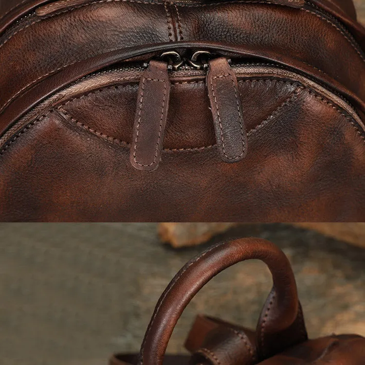 Handmade Ladies Small Leather Backpack Purse Book Bag Purse for Women
