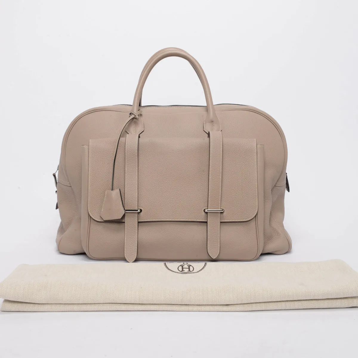 Hermes Gris Asphalte Clemence Steve Travel 45 Bag