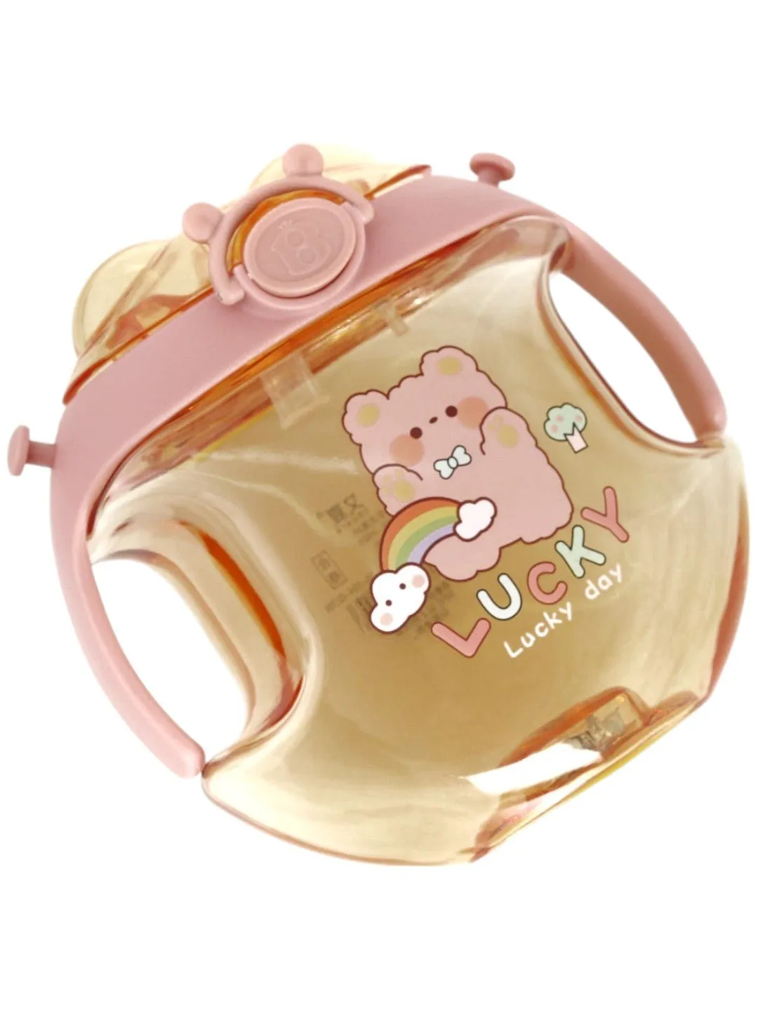 Lucky Bear Water Bottle with Strap for Kids – Orange, 450 ML