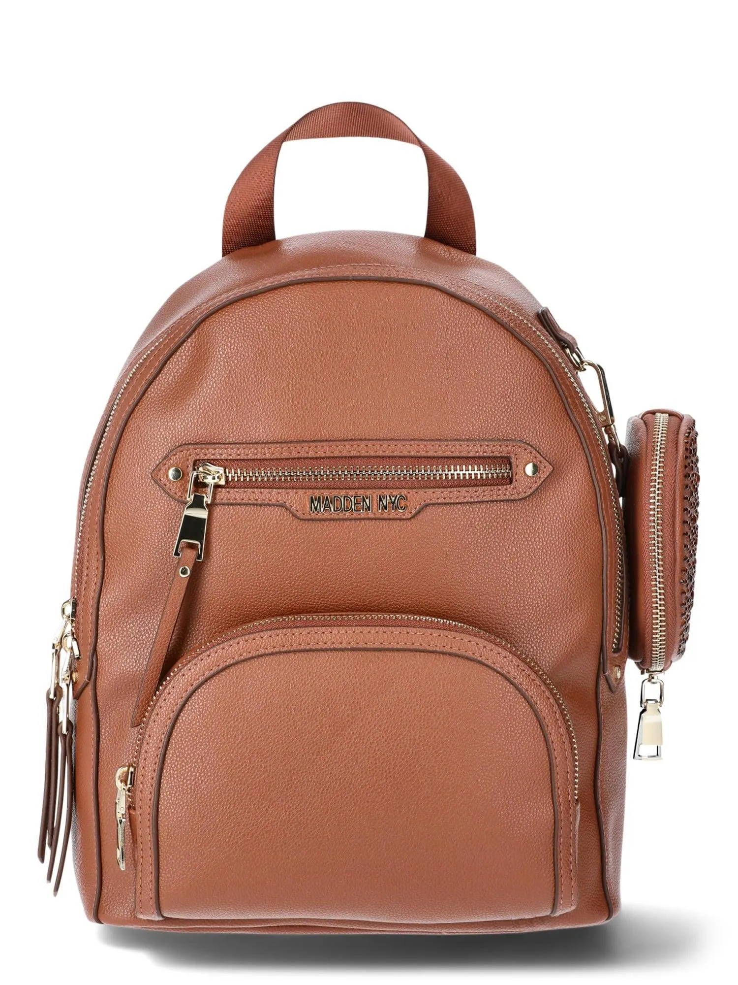 Madden NYC Women's Mini Backpack with Embellished Pouch, Cognac