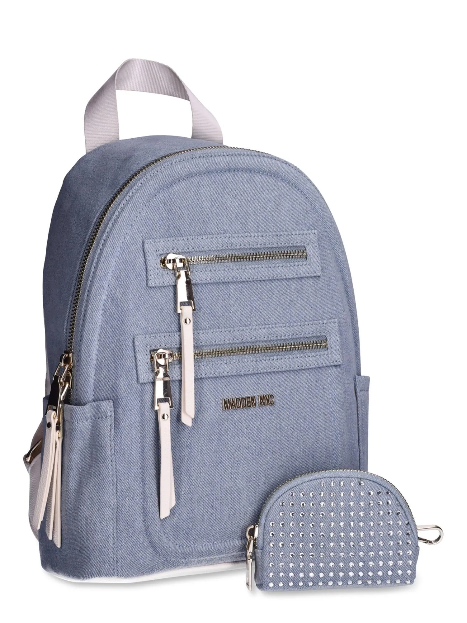 Madden NYC Women's Mini Backpack with Embellished Pouch, Cognac