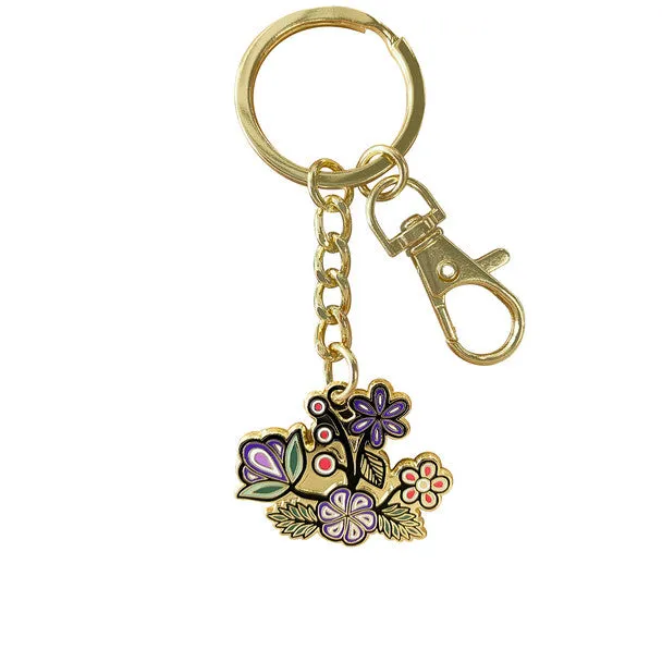 Native Northwest Ojibwe Florals Enamel Keychain