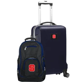 NC State Wolfpack Deluxe 2-Piece Backpack and Carry-on Set in Navy