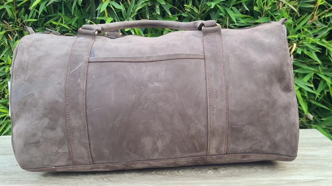 Pull Up Leather Travel Bag - with Fish leather on exterior pocket