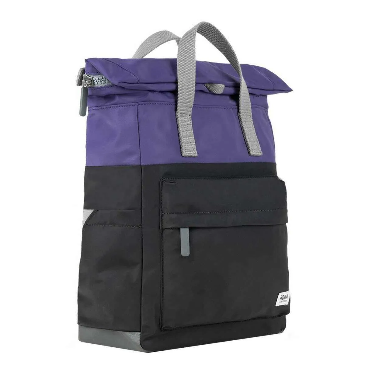 Roka Canfield B Medium Creative Waste Two Tone Recycled Nylon Backpack - Black/Mulberry Purple
