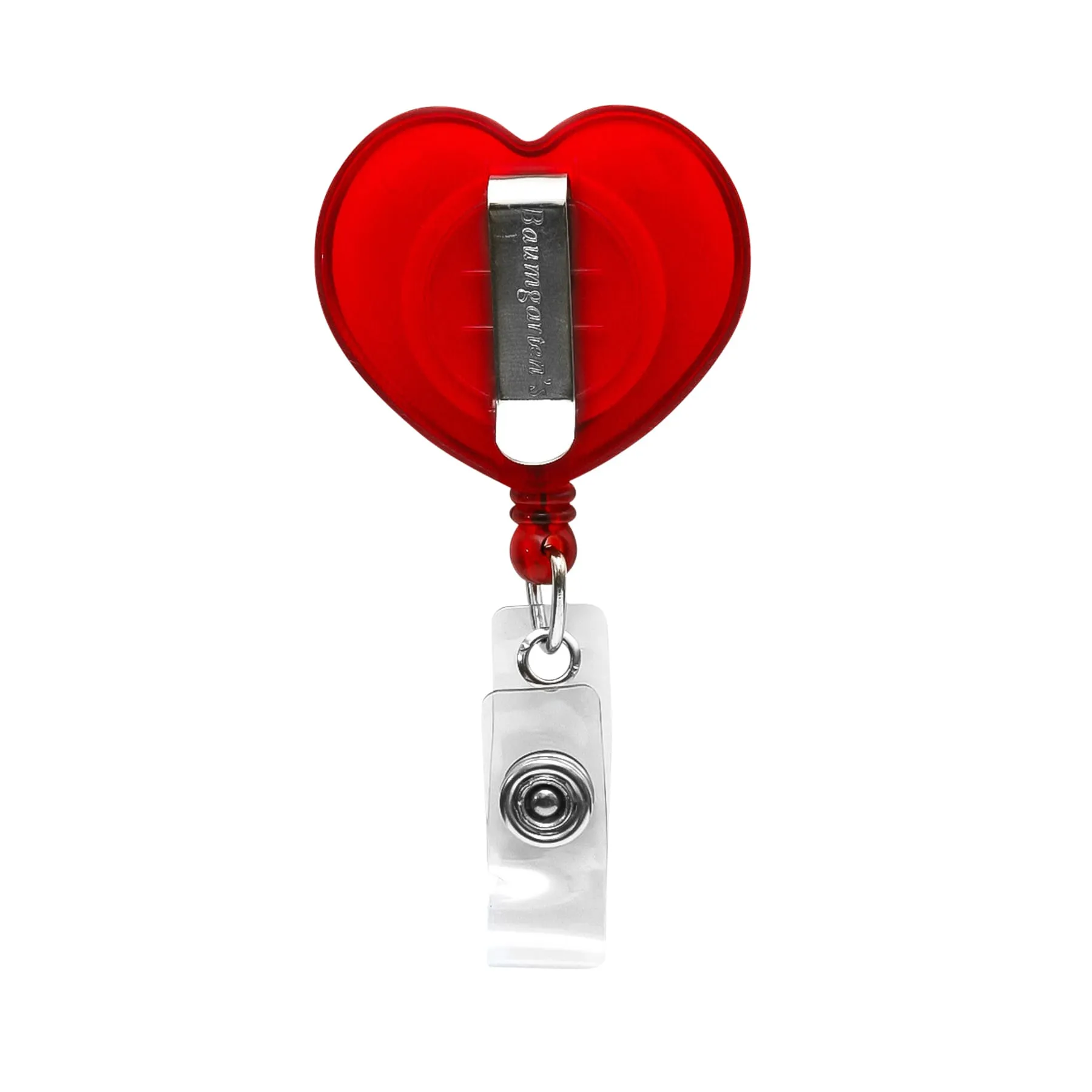 SICURIX Heart Shaped ID Badge Reel Round Belt Clip Strap RED (68818)