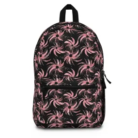 Stellar Blooms of Cosmic Pink on Midnight Black Design Lightweight Stylish Durable Backpack (Made in USA)