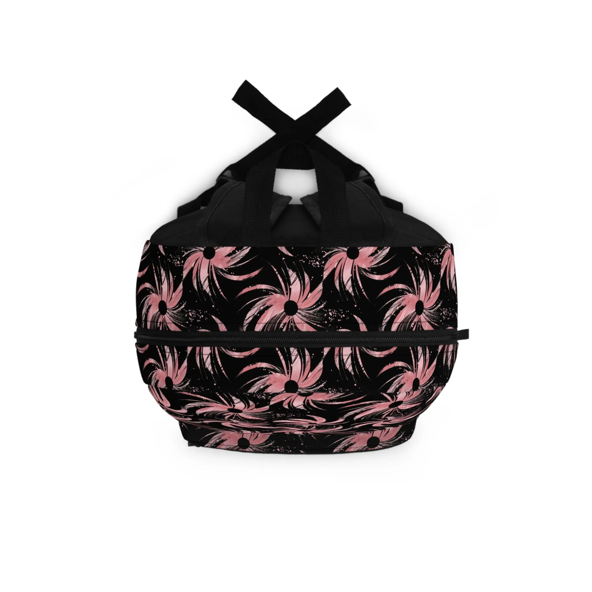 Stellar Blooms of Cosmic Pink on Midnight Black Design Lightweight Stylish Durable Backpack (Made in USA)