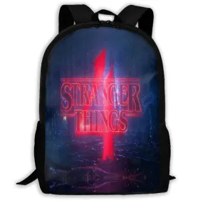 Stranger Things Pattern Backpack, Lightweight Multi-Function College School laptop Bookbag Pink Black
