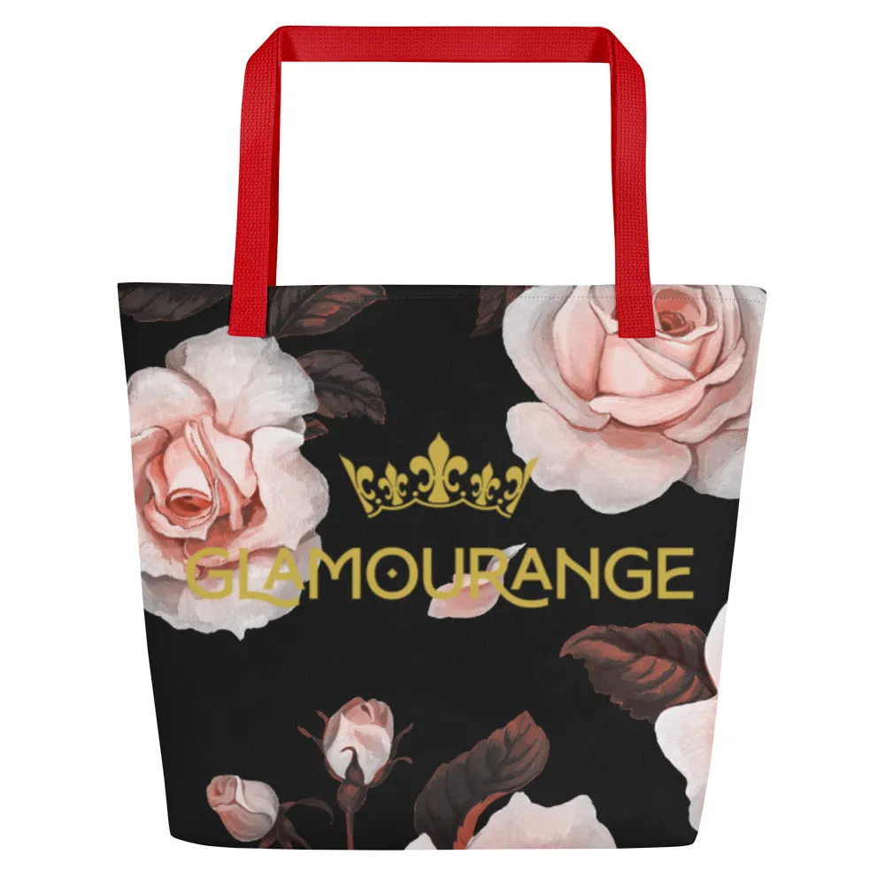 Valentine Day Large Tote Bag - Cute Florals (Glamourange Gift For Valentine Bags With Design Print Patterns - 0017)