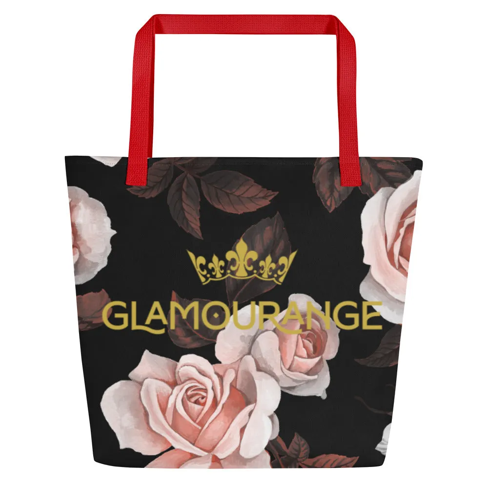 Valentine Day Large Tote Bag - Cute Florals (Glamourange Gift For Valentine Bags With Design Print Patterns - 0017)