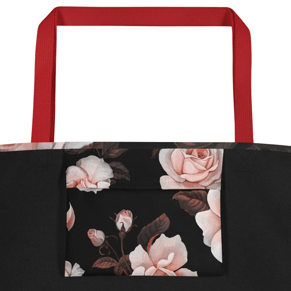 Valentine Day Large Tote Bag - Cute Florals (Glamourange Gift For Valentine Bags With Design Print Patterns - 0017)