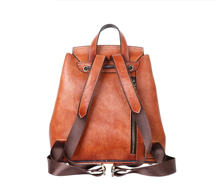Vintage Womens Leather Flap Backpack Bag Purse School Bag For Women
