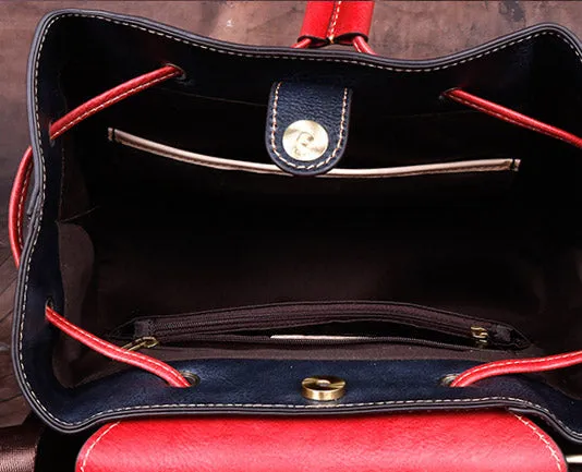 Vintage Womens Leather Flap Backpack Bag Purse School Bag For Women