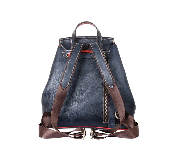 Vintage Womens Leather Flap Backpack Bag Purse School Bag For Women
