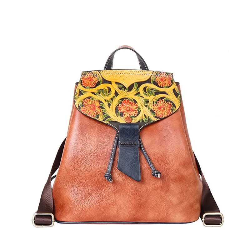Vintage Womens Leather Flap Backpack Bag Purse School Bag For Women