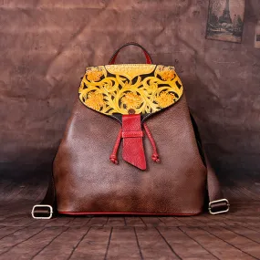 Vintage Womens Leather Flap Backpack Bag Purse School Bag For Women