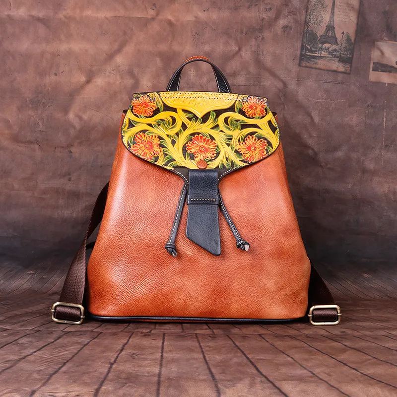 Vintage Womens Leather Flap Backpack Bag Purse School Bag For Women