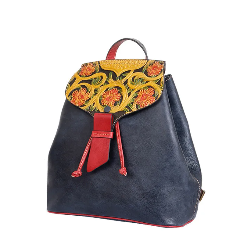 Vintage Womens Leather Flap Backpack Bag Purse School Bag For Women