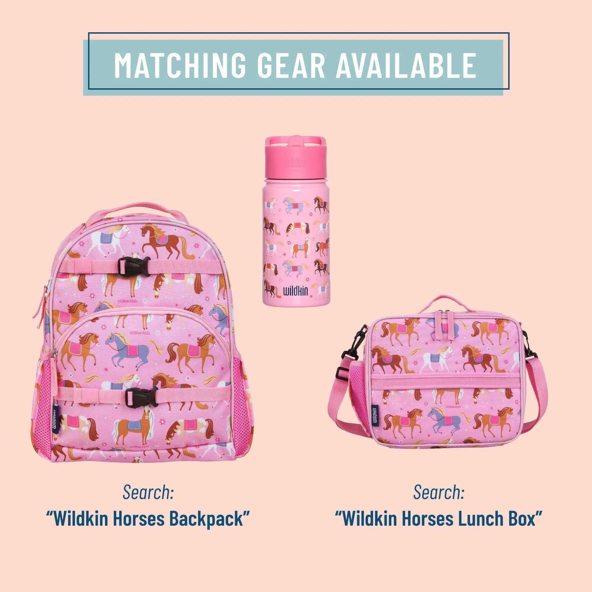 Wildkin - Horses 14 oz Steel Water Bottle