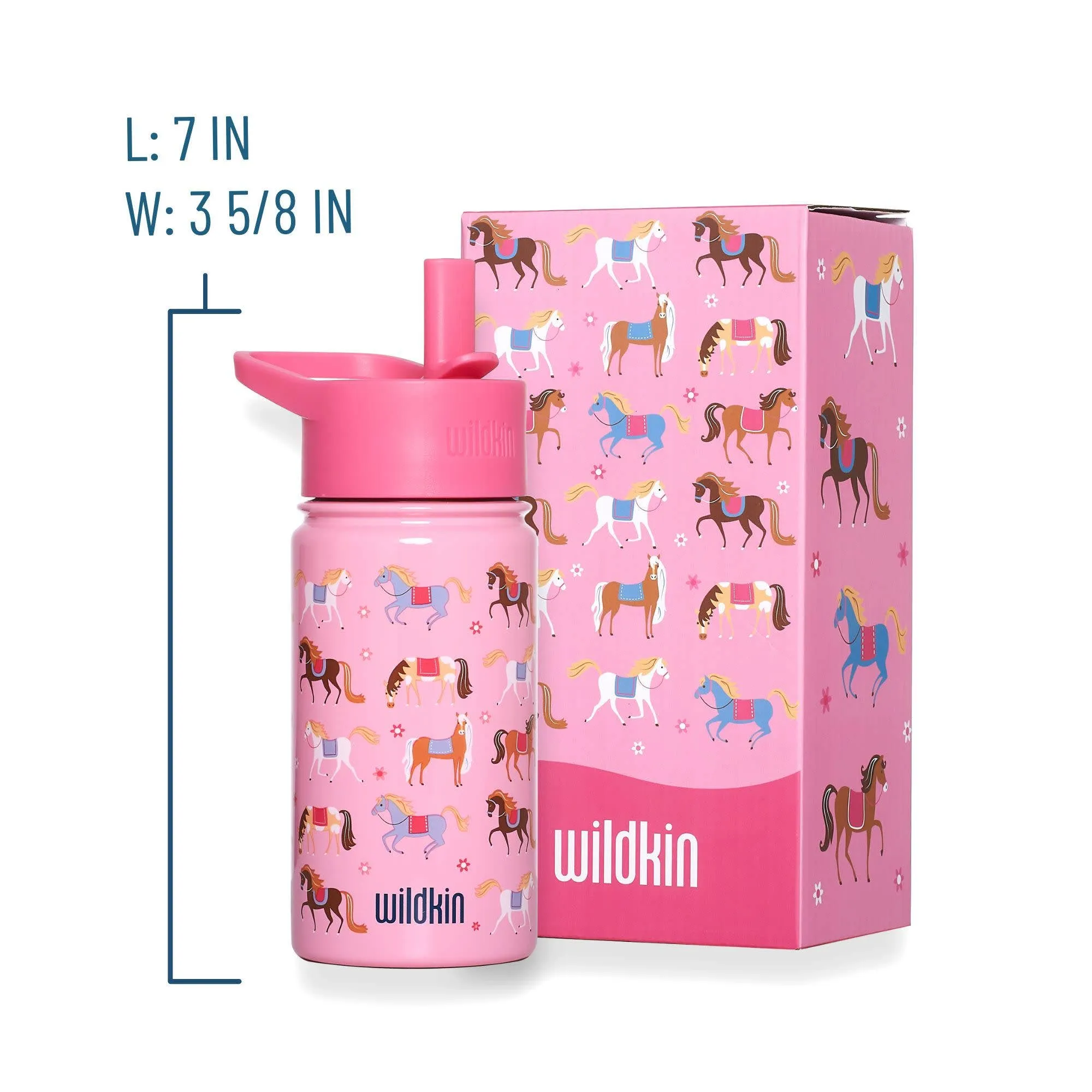 Wildkin - Horses 14 oz Steel Water Bottle